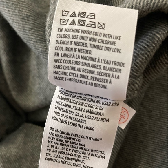 Nwt American Eagle Small button down shirt long sleeve 100% cotton gray - Picture 9 of 11